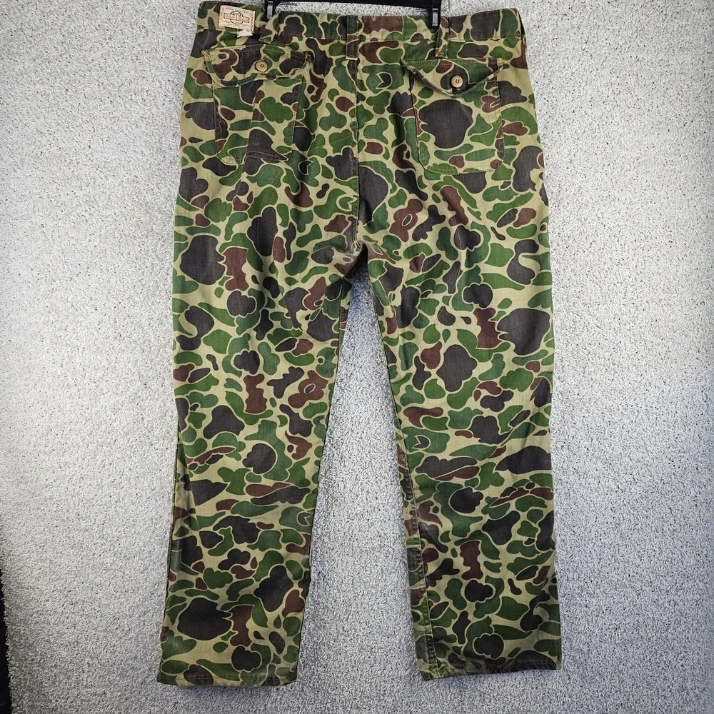 Vintage 70s Saftbak Water Repellent Frogskin Duck Camo Pants 42x31 Hunting USA